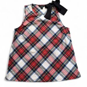J. Crew Red and Blue Plaid Top with Bow